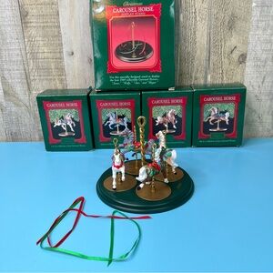 Hallmark 1989 Carousel Of 4 Horses and Display Stand 
Holly, Snow, Star & Ginger